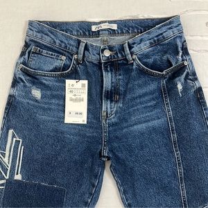 Zara Denim Patchwork Jeans Size 31 NWT unisex